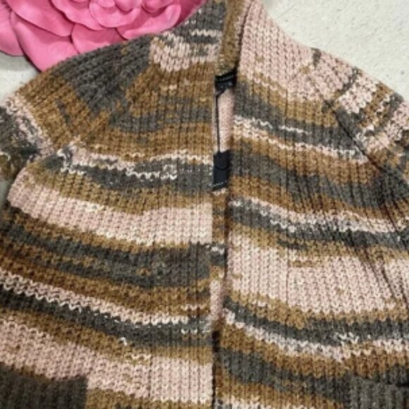 NWT SKULL CASHMERE Sz Small Chunky Striped Multicolor Knit Long Cardigan Acrylic - Picture 2 of 6